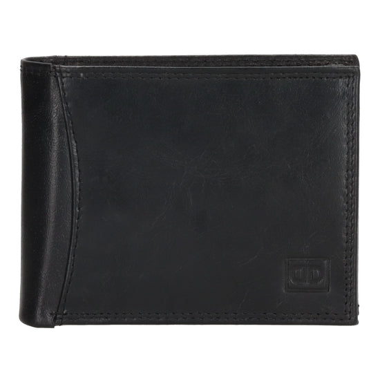 Elegante Herrenbörse 12x9,5cm aus Vollrindleder mit RFID-Schutz – Schwarz - leder-accessoires.com