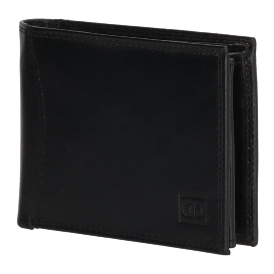 Elegante Herrenbörse 12x9,5cm aus Vollrindleder mit RFID-Schutz – Schwarz - leder-accessoires.com