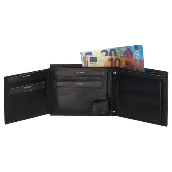 Elegante Herrenbörse 12x9,5cm aus Vollrindleder mit RFID-Schutz – Schwarz - leder-accessoires.com