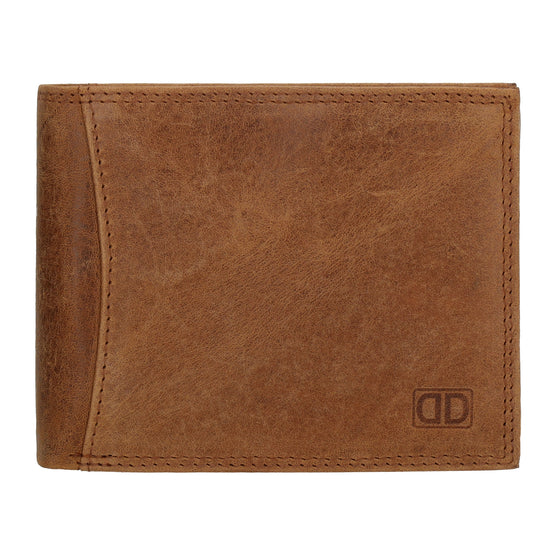 Herrenbörse 12x9,5cm aus Vollrindleder mit Riegel & RFID-Schutz – Braun - leder-accessoires.com