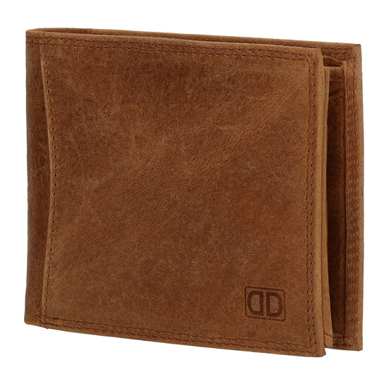 Herrenbörse 12x9,5cm aus Vollrindleder mit Riegel & RFID-Schutz – Braun - leder-accessoires.com