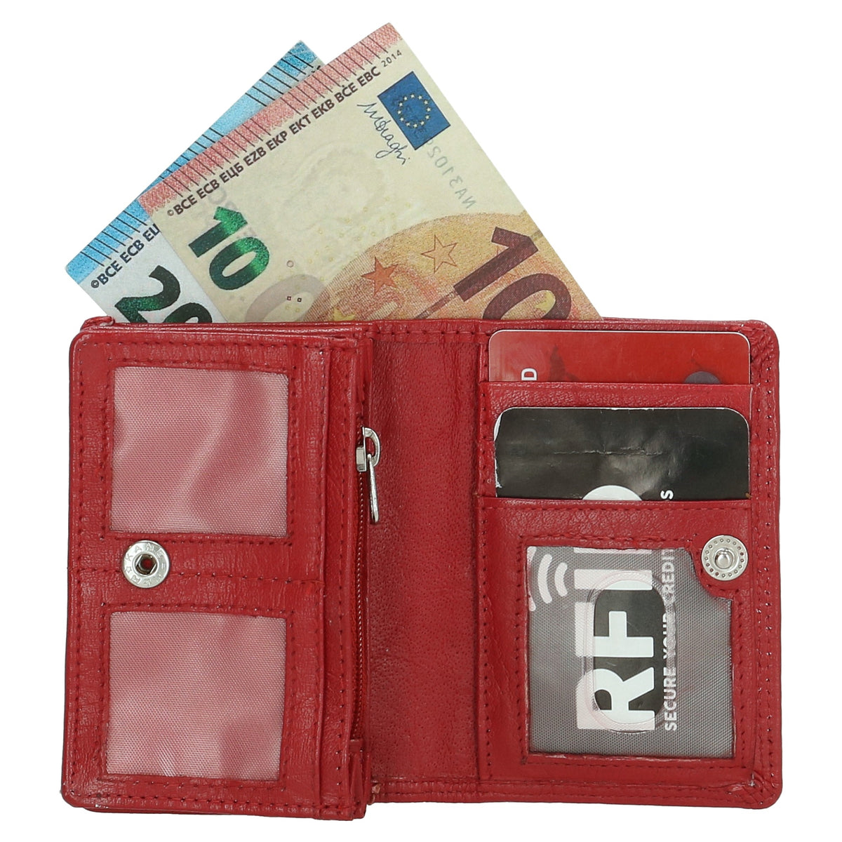 Minibörse im Querformat in Rot aus Leder - leder-accessoires.com