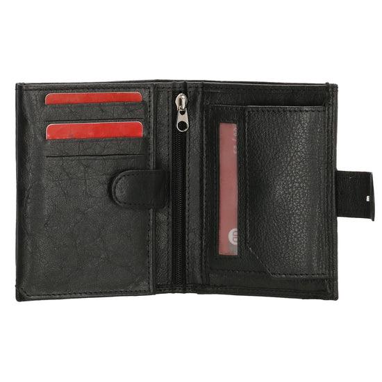 Lederbörse 9,5x12cm mit Riegel in Schwarz und RFID-Schutz - leder-accessoires.com