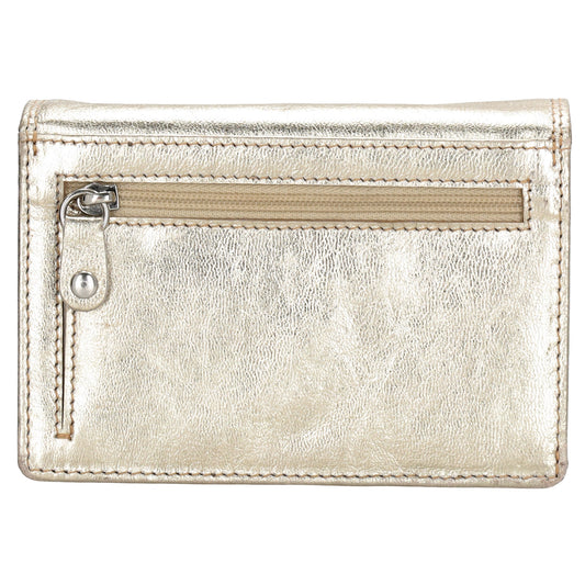 Lederbörse 13x9cm im Querformat in Gold mit RFID - leder-accessoires.com