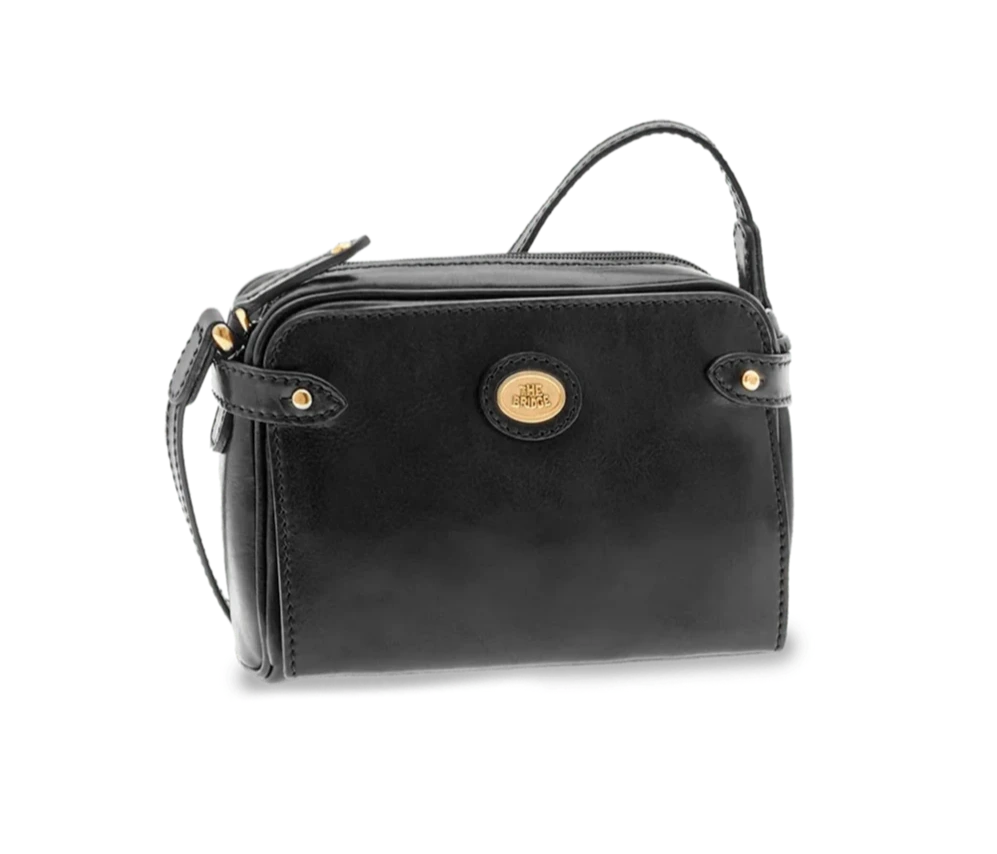 Umhängetasche|Crossover The Bridge 22 x 15cm in Schwarz mit Reißverschluss - leder-accessoires.com
