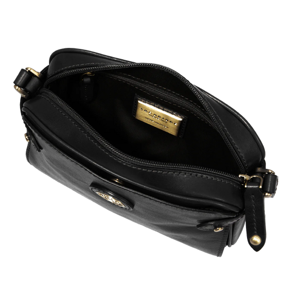 Umhängetasche|Crossover The Bridge 22 x 15cm in Schwarz mit Reißverschluss - leder-accessoires.com