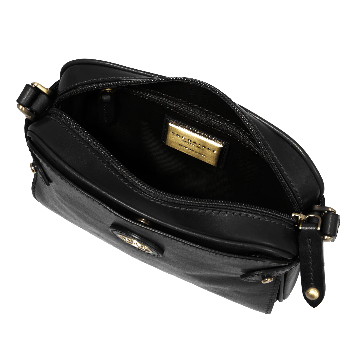 Umhängetasche|Crossover The Bridge 22 x 15cm in Schwarz mit Reißverschluss - leder-accessoires.com