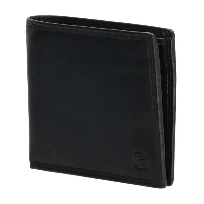 Herren Geldbörse 11 x 9cm Leder Schwarz – Kompaktes Querformat mit Münzfach - leder-accessoires.com