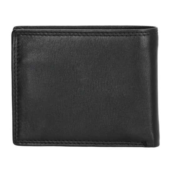 Herren Geldbörse 11 x 9cm Leder Schwarz – Kompaktes Querformat mit Münzfach - leder-accessoires.com