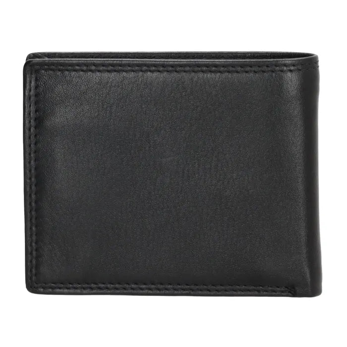 Herren Geldbörse 11 x 9cm Leder Schwarz – Kompaktes Querformat mit Münzfach - leder-accessoires.com