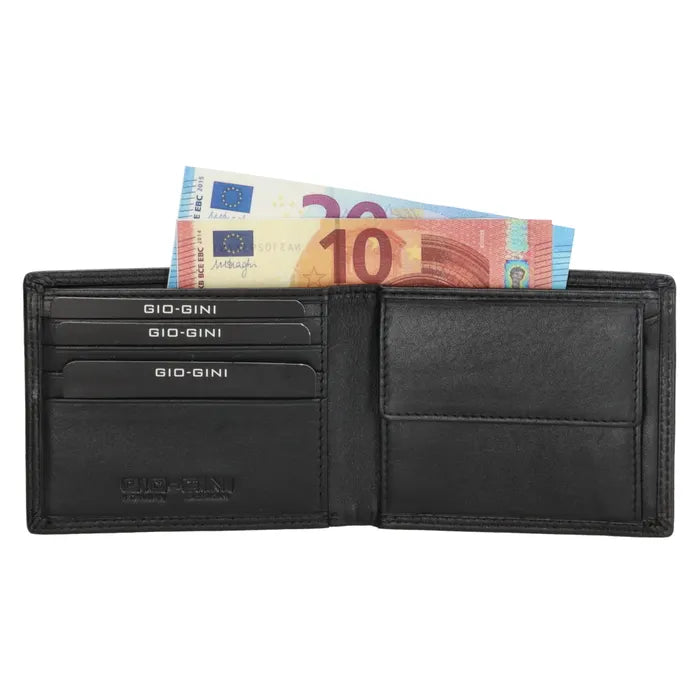 Herren Geldbörse 11 x 9cm Leder Schwarz – Kompaktes Querformat mit Münzfach - leder-accessoires.com