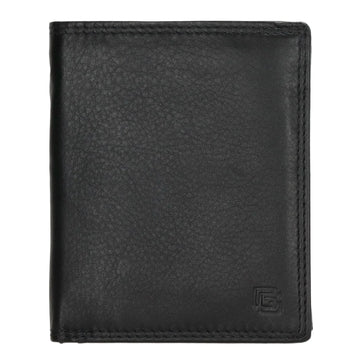 Geldbörse Hochformat 9,5 x 12cm in Schwarz aus Leder mit Riegel innen - leder-accessoires.com