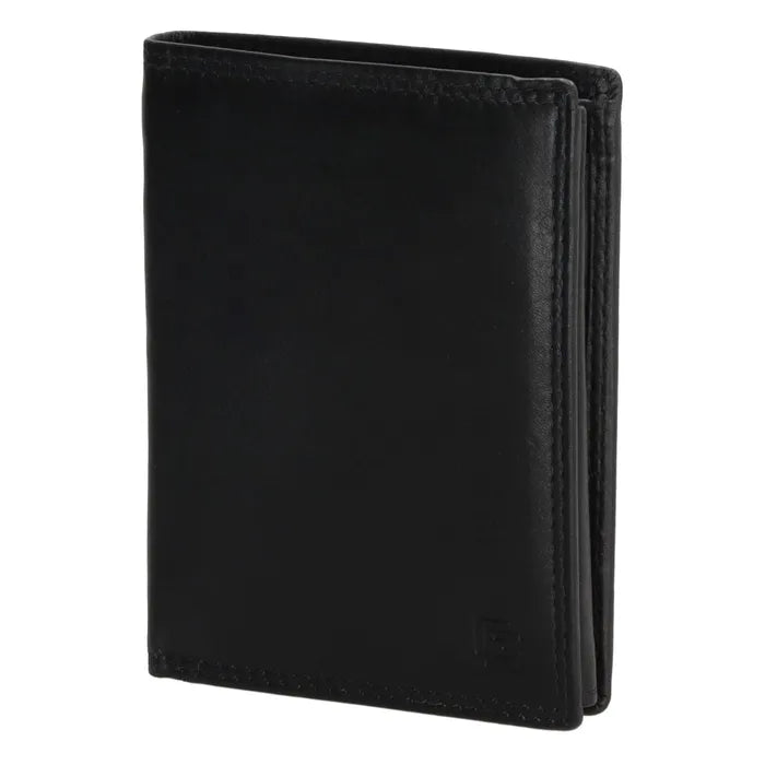 Geldbörse Hochformat 9,5 x 12cm in Schwarz aus Leder mit Riegel innen - leder-accessoires.com
