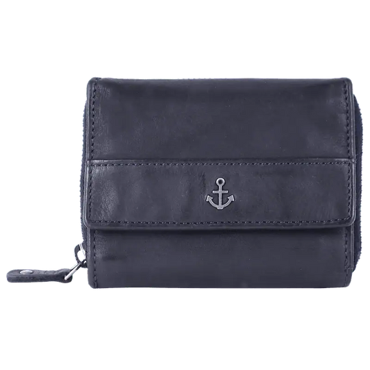 Geldbörse 12x9,5cm in Marine|Blau mit separatem Reißverschlussfach - leder-accessoires.com