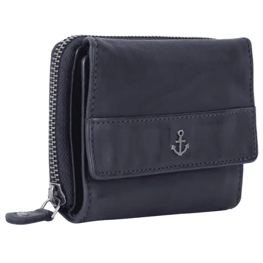 Geldbörse 12x9,5cm in Marine|Blau mit separatem Reißverschlussfach - leder-accessoires.com