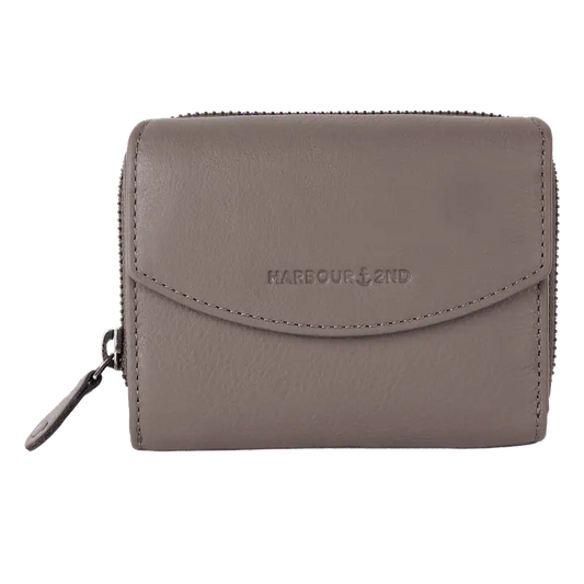 Geldbörse 12x10cm in Taupe mit separatem Reißverschlussfach - leder-accessoires.com