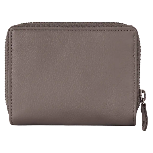 Geldbörse 12x10cm in Taupe mit separatem Reißverschlussfach - leder-accessoires.com