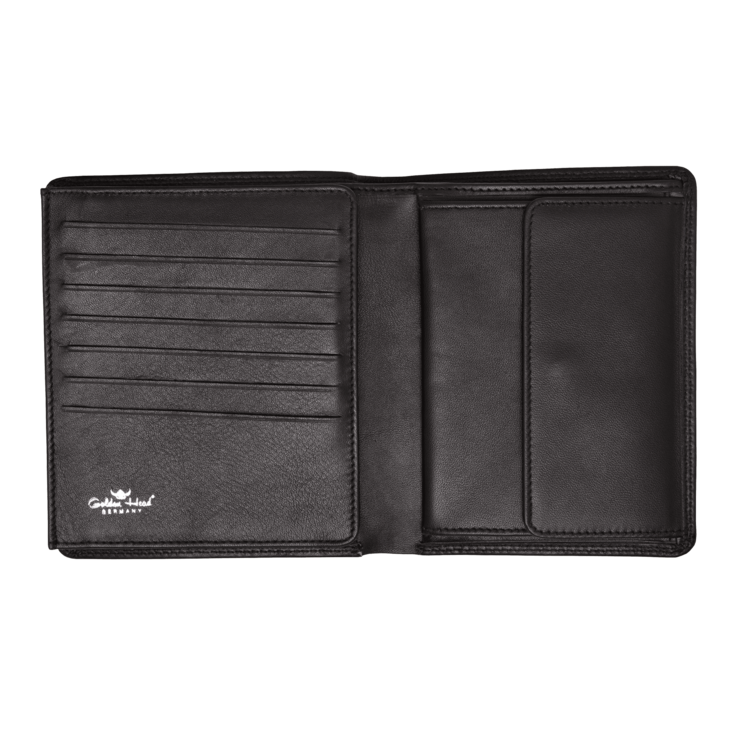 Kombischeintasche 10,5x12x2,3cm in Schwarz aus feinem Nappaleder - leder-accessoires.com