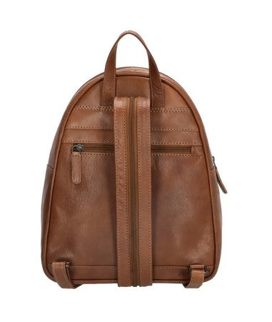 Rucksack aus Leder in Braun mit Reißverschluss und Vortasche - leder-accessoires.com