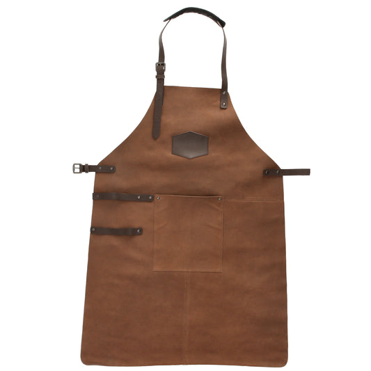 Lederschürze in Cognac mit Vortasche zum Verstellen - leder-accessoires.com
