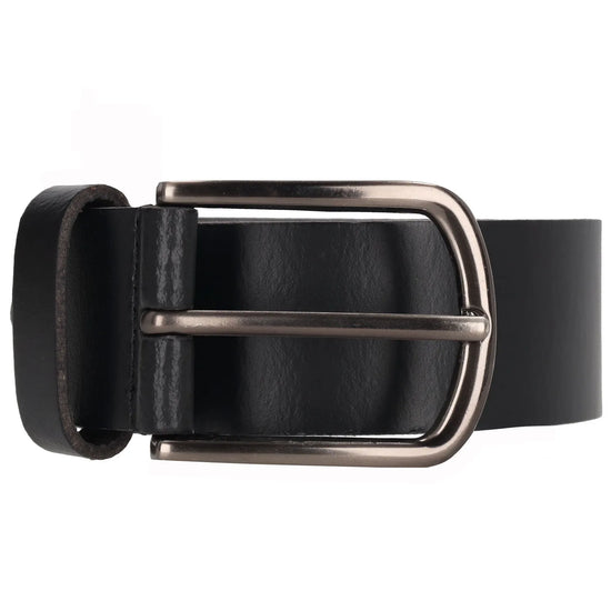 Schwarzer Leder Jeansgürtel 4 cm mit Messingschließe - leder-accessoires.com
