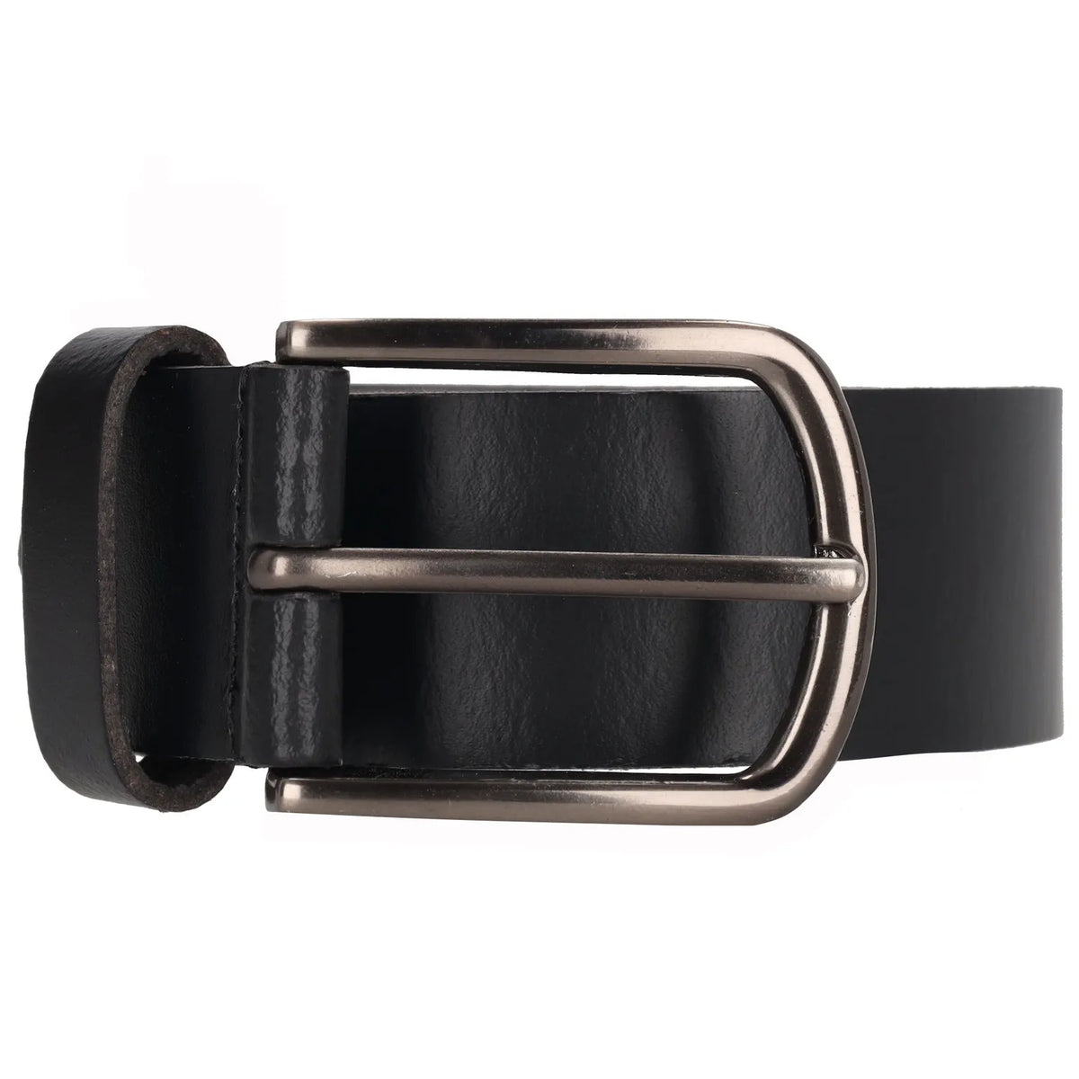 Schwarzer Leder Jeansgürtel 4 cm mit Messingschließe - leder-accessoires.com