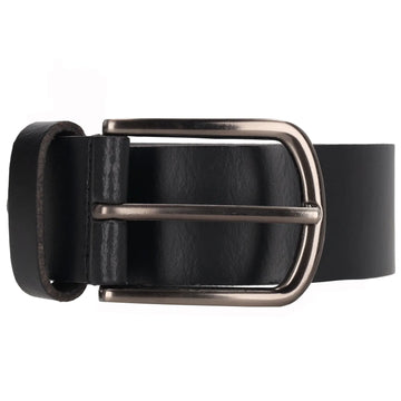 Schwarzer Leder Jeansgürtel 4 cm mit Messingschließe - leder-accessoires.com
