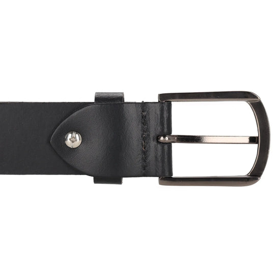 Schwarzer Leder Jeansgürtel 4 cm mit Messingschließe - leder-accessoires.com