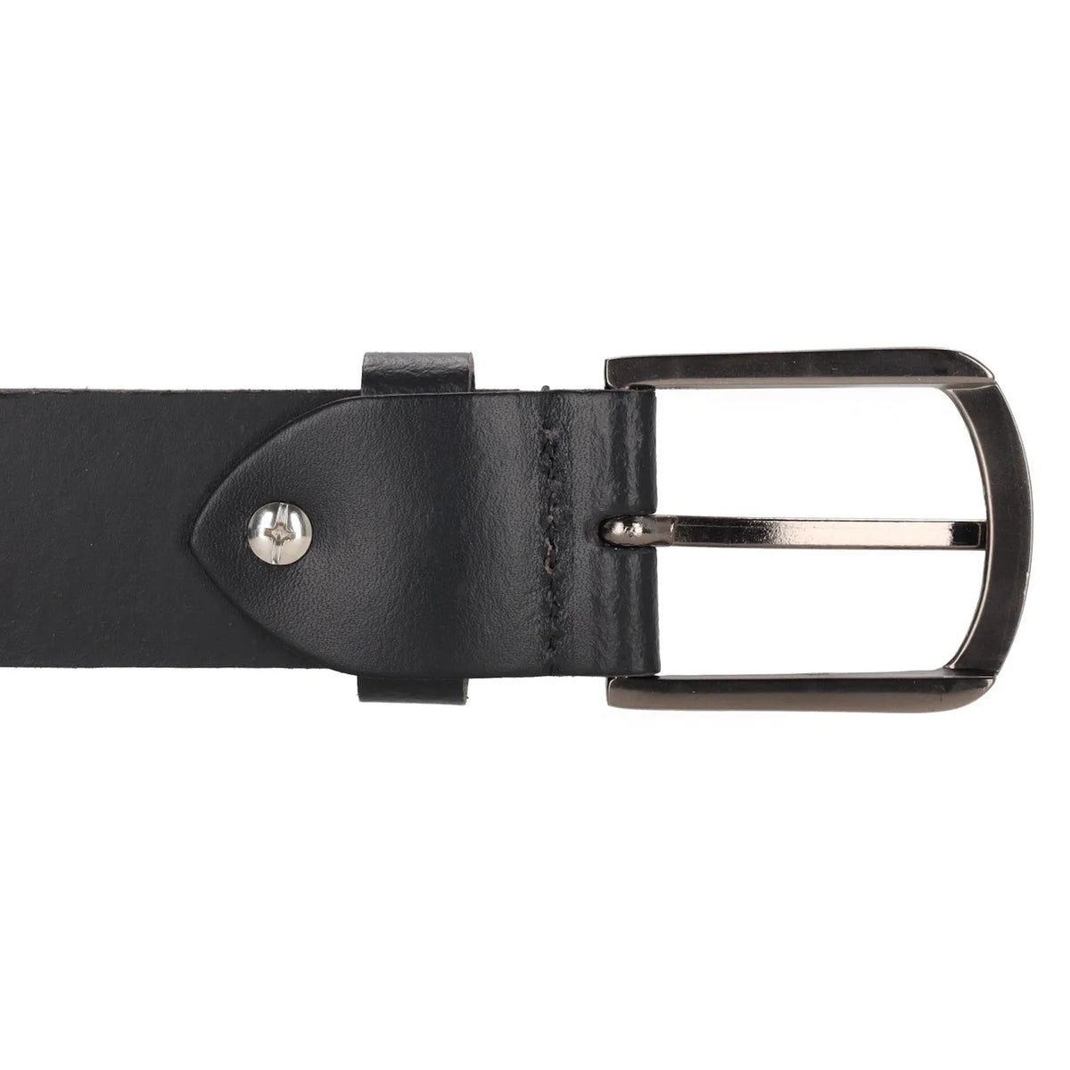 Schwarzer Leder Jeansgürtel 4 cm mit Messingschließe - leder-accessoires.com