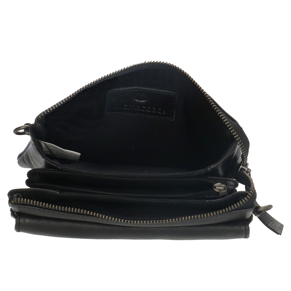 Umhängetasche| Mini Bag 20,5 x 12cm in Schwarz aus Leder mit Vortasche - leder-accessoires.com