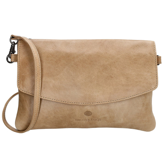 Clutch in Beige 26x17 cm aus Leder mit Überschlag - leder-accessoires.com