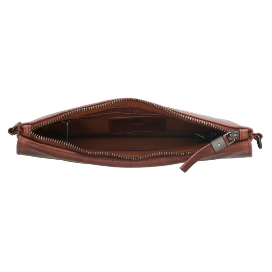 Clutch in Cognac 26x17 cm aus Leder mit Überschlag - leder-accessoires.com