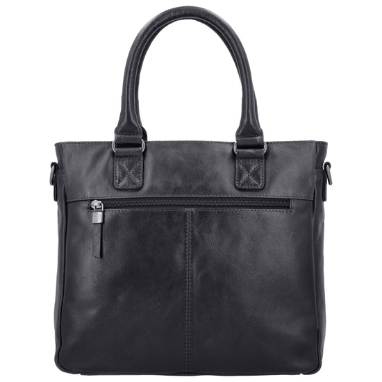 Marineblaue Ledertasche 33,5x28cm mit Umhängeriemen & Kurzgriff - leder-accessoires.com