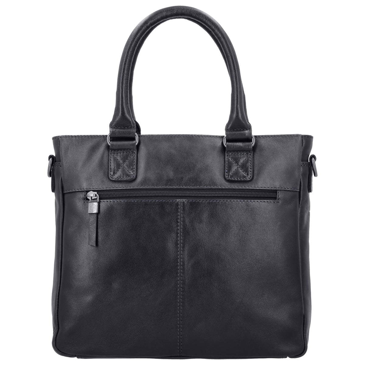 Marineblaue Ledertasche 33,5x28cm mit Umhängeriemen & Kurzgriff - leder-accessoires.com