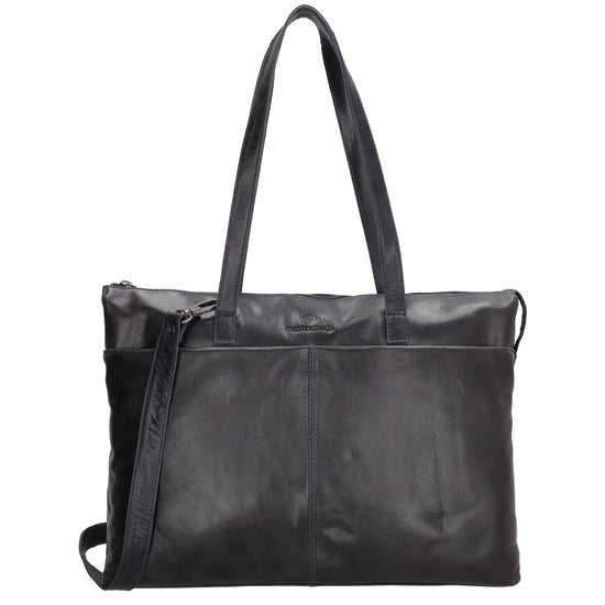 Businesstasche 41 x 30cm in Dunkelblau aus Leder mit Reißverschluss - leder-accessoires.com