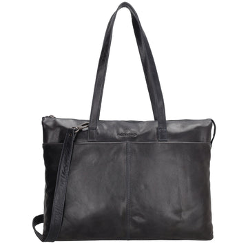 Businesstasche 41 x 30cm in Dunkelblau aus Leder mit Reißverschluss - leder-accessoires.com