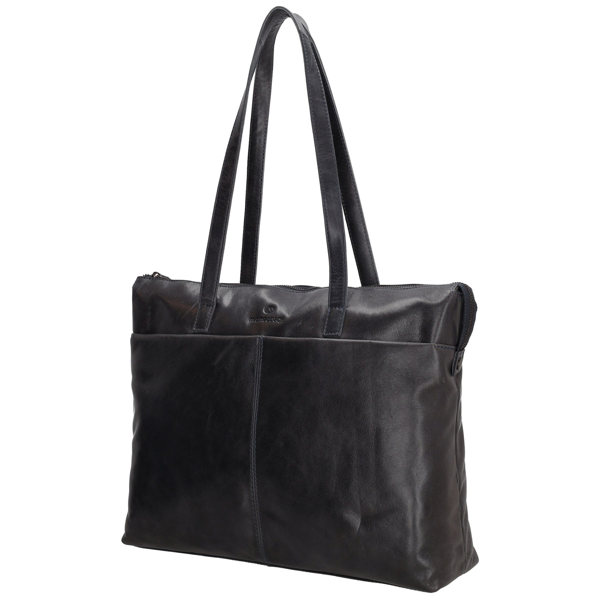 Businesstasche 41 x 30cm in Dunkelblau aus Leder mit Reißverschluss - leder-accessoires.com