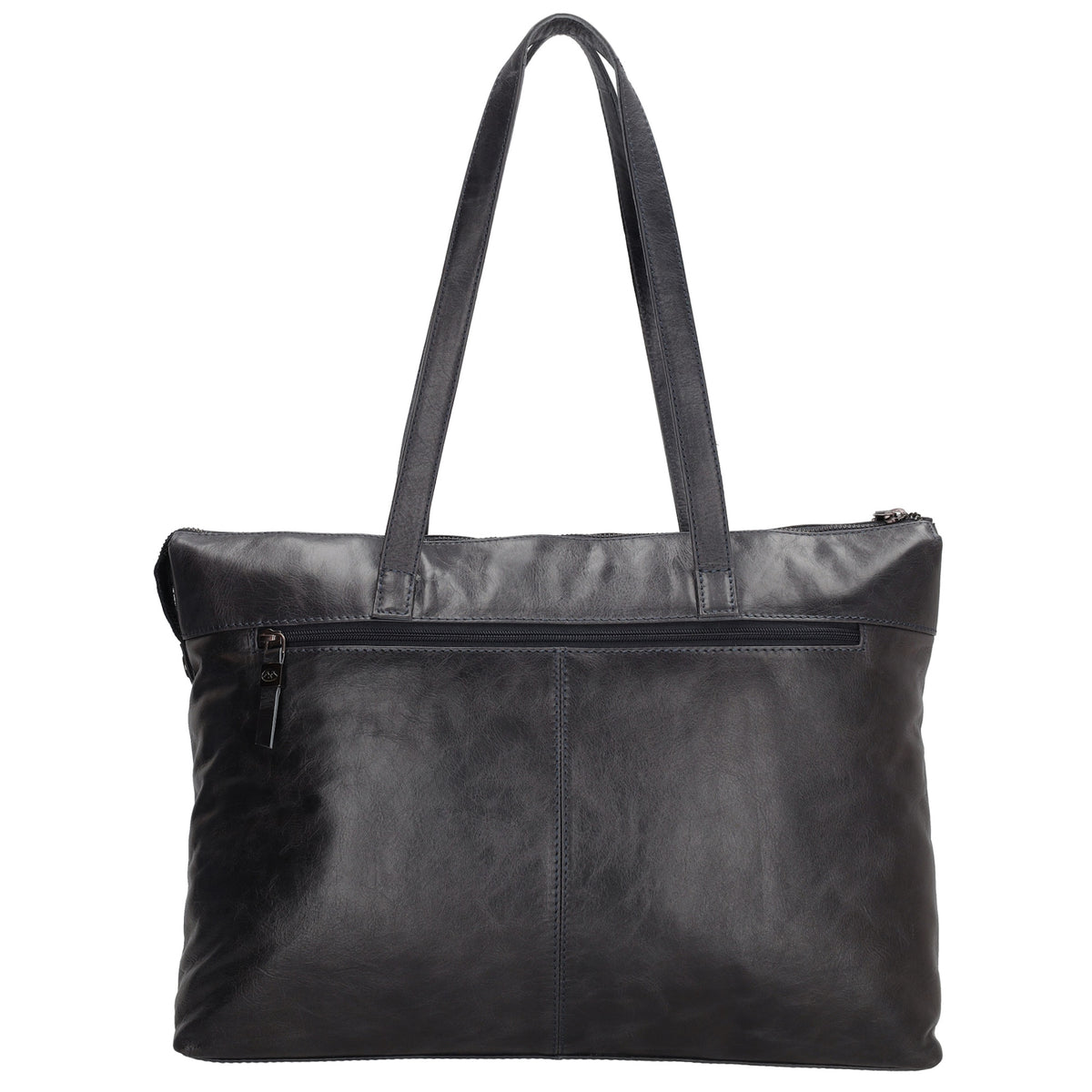 Businesstasche 41 x 30cm in Dunkelblau aus Leder mit Reißverschluss - leder-accessoires.com
