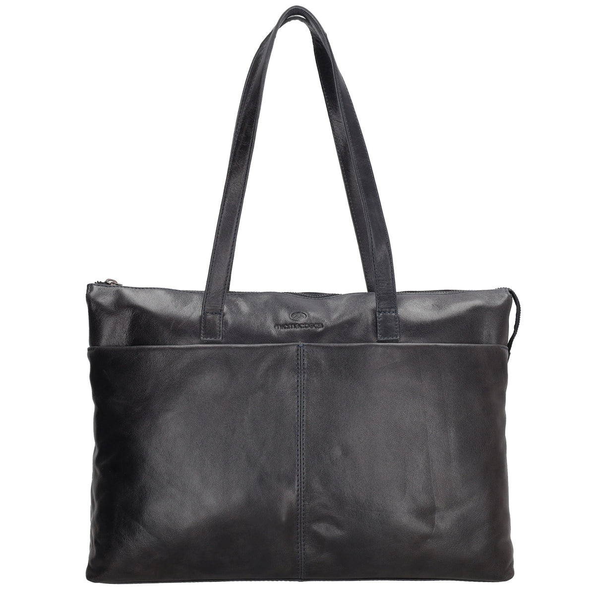 Businesstasche 41 x 30cm in Dunkelblau aus Leder mit Reißverschluss - leder-accessoires.com