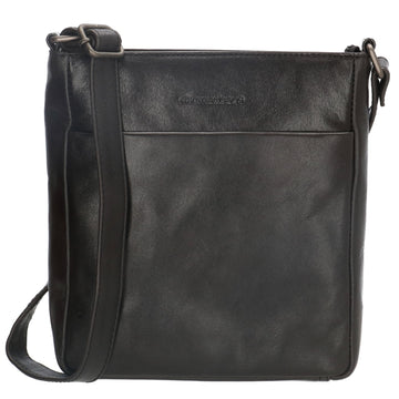 Schultertasche 23 x 24cm in Schwarz aus Leder mit Reißverschluss - leder-accessoires.com