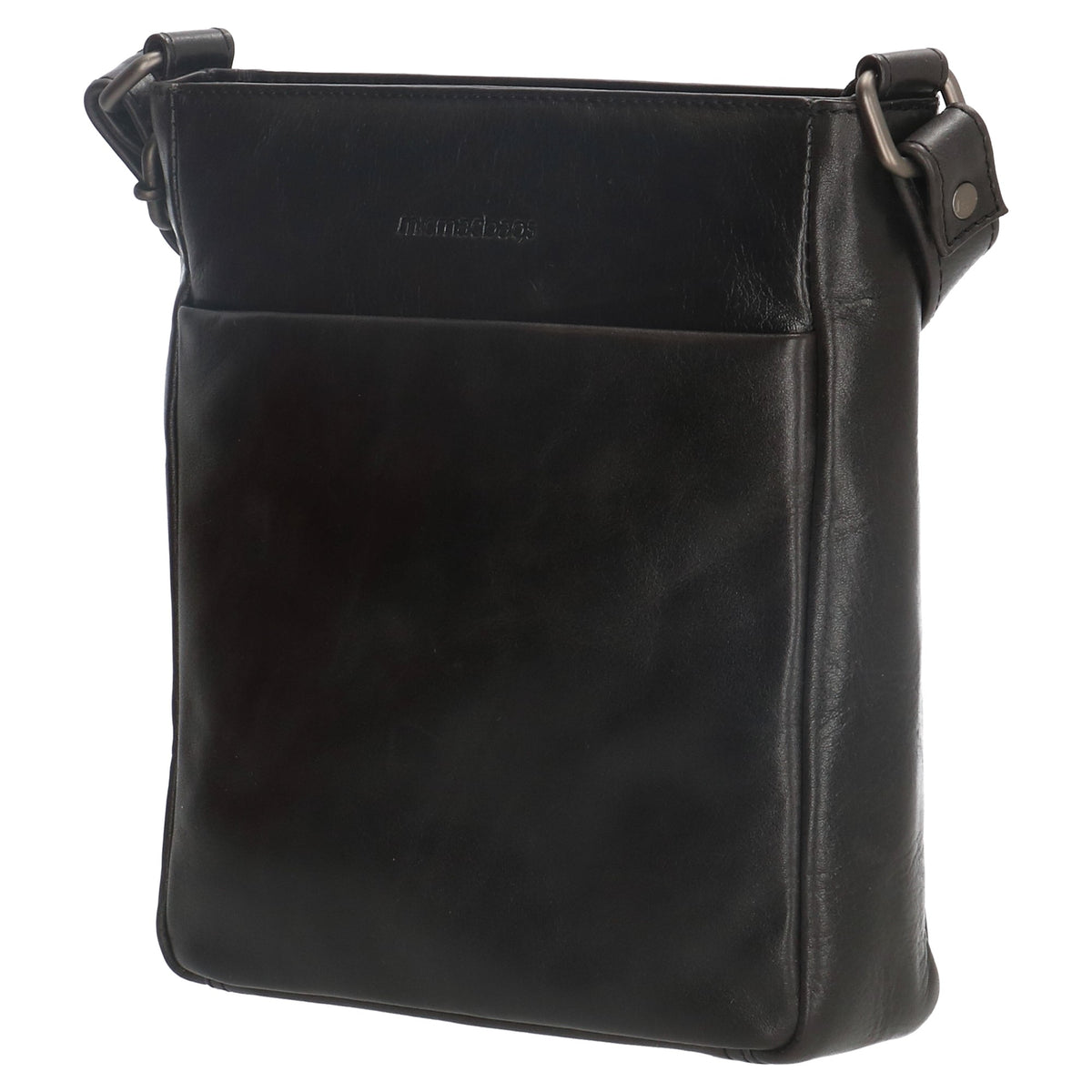 Schultertasche 23 x 24cm in Schwarz aus Leder mit Reißverschluss - leder-accessoires.com