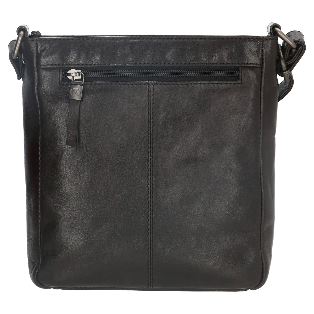 Schultertasche 23 x 24cm in Schwarz aus Leder mit Reißverschluss - leder-accessoires.com