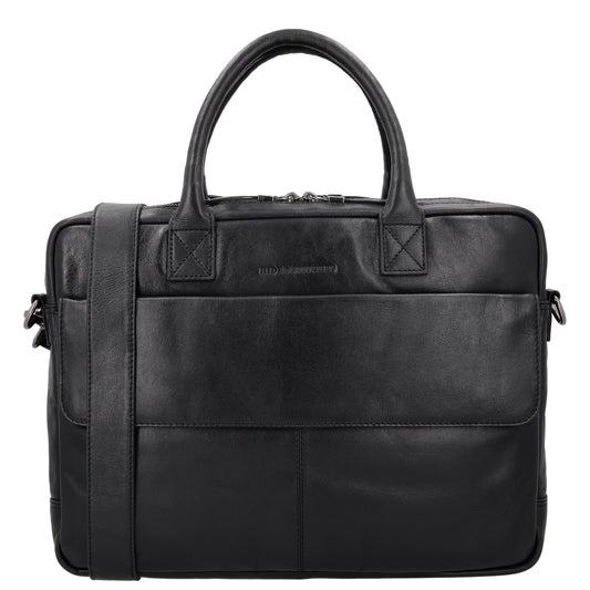 Business-| Laptoptasche 41x31x11cm in Schwarz mit Reißverschluss - leder-accessoires.com