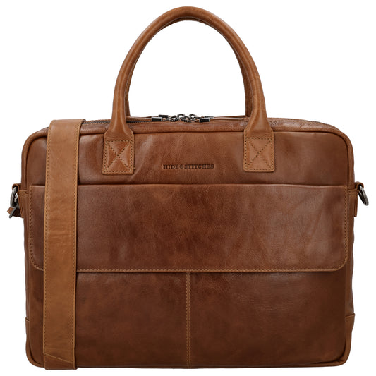 Business-| Laptoptasche 41x31x11cm in Cognac mit Reißverschluss - leder-accessoires.com