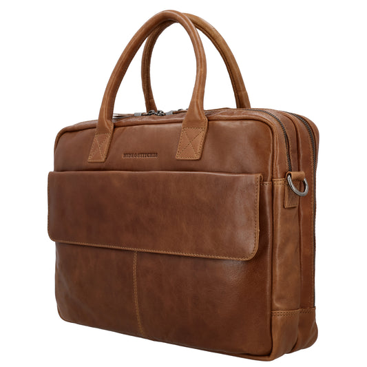 Business-| Laptoptasche 41x31x11cm in Cognac mit Reißverschluss - leder-accessoires.com