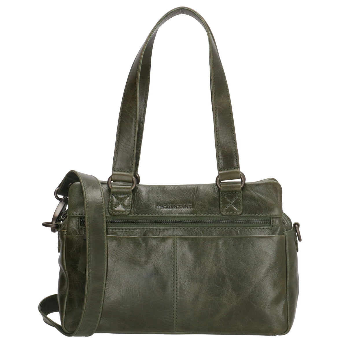 Shopper klein 28 x 19,5cm in Schwarz aus Leder mit Reißverschluss - leder-accessoires.com