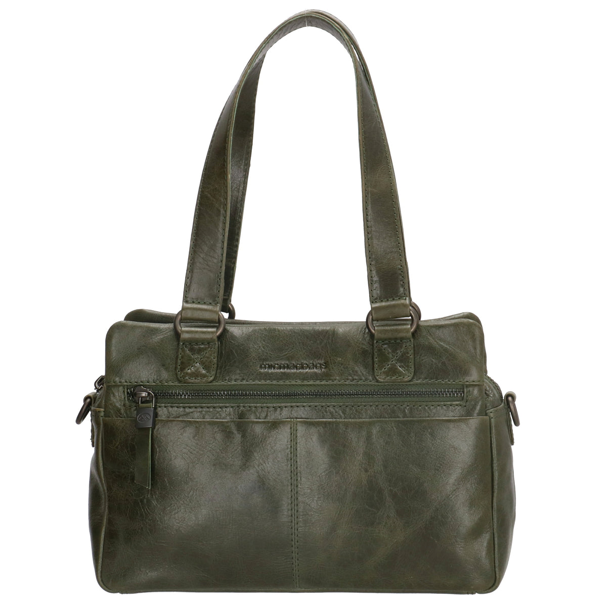 Shopper klein 28 x 19,5cm in Schwarz aus Leder mit Reißverschluss - leder-accessoires.com