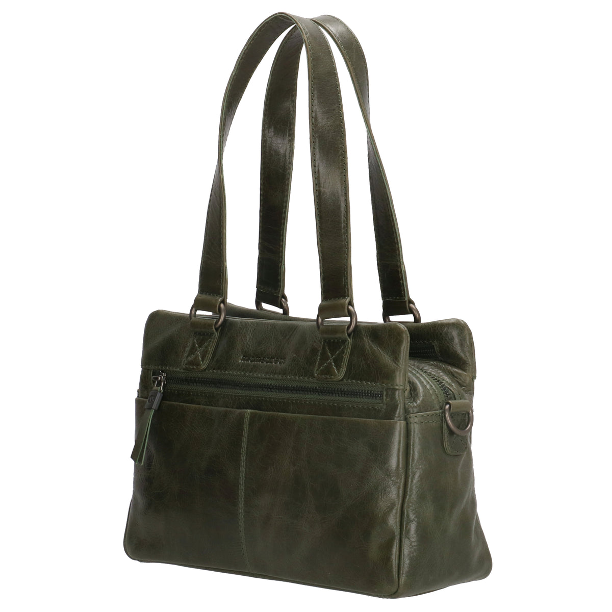 Shopper klein 28 x 19,5cm in Schwarz aus Leder mit Reißverschluss - leder-accessoires.com