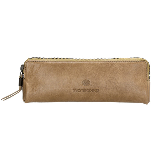Stiftetui-| mäppchen 22 x 8cm in Taupe aus Leder - leder-accessoires.com