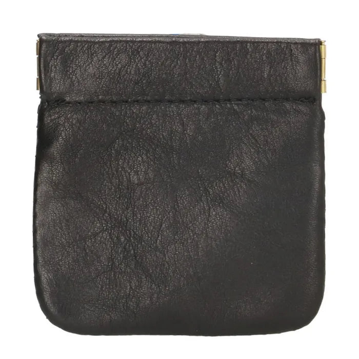 Schüttelbörse 5x5xcm in Schwarz aus Leder - leder-accessoires.com